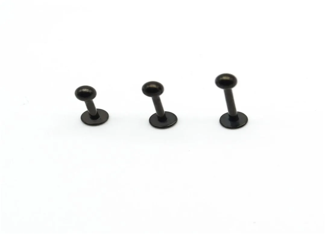 Black LaBret Ring Lip Stud Bar Steel 16 Gauge Populära kroppssmycken Liage Tragus Piercing Chin Helix Hose9059395