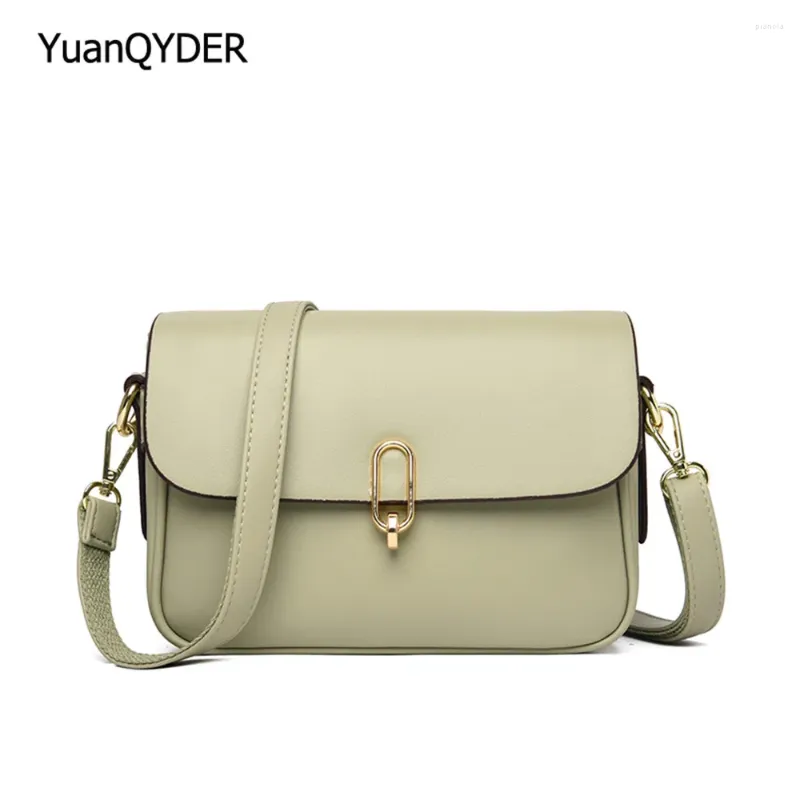 Schoudertassen 2024 Hoogwaardige lederen dames massieve kleur Casual flap Bag Messenger dames luxe reismuur