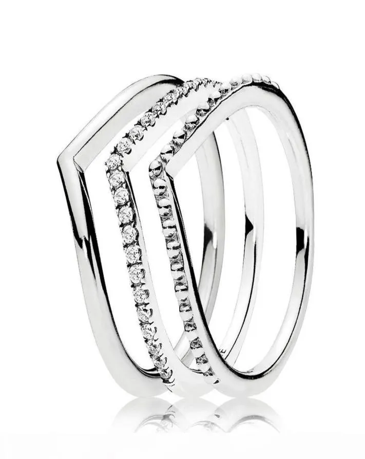 New 925 Sterling Silver Wish Ring Stack Ring with Cz Stone Fit Jewelry Engagement Wedding Lovers Fashion Ring9661763