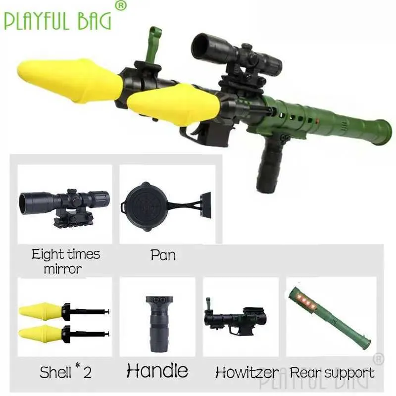 Silah Oyun Paketi Oyun Toy Gun Işık Ses Efekt RPG Oyuncak Roket Kepçe Eva Yumuşak Mermi Silah Çocuk Eğlence Oyunu Oyuncak ND05 YQ240413YZ5V