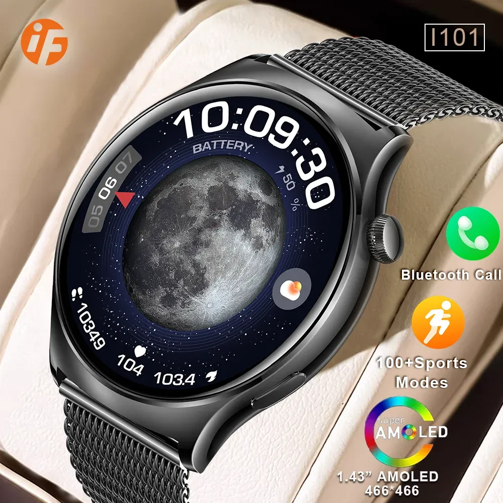 Relógios para Huawei Smart Watch AMOLED Display 1,43 "Men Bluetooth Voice Call SmartWatch para mulheres à prova d'água Always On Smart Watches 2023