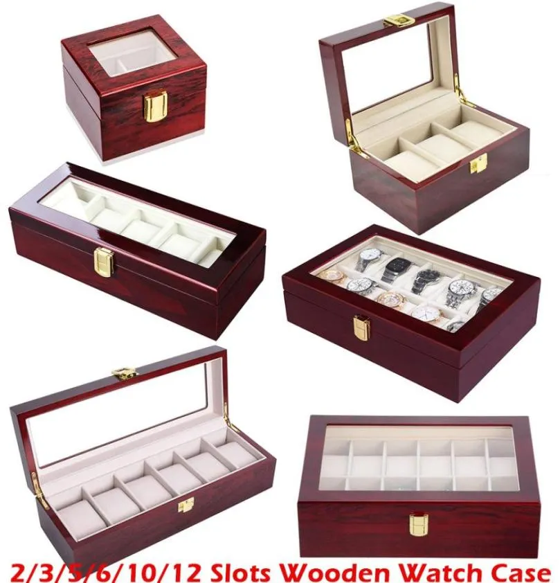 Boîte de montre en bois de luxe Boîte de surveillance pour les montres Box Organisateur de bijoux en verre pour hommes 2 3 5 12 Grilles Organisateur New D40 CX6170438