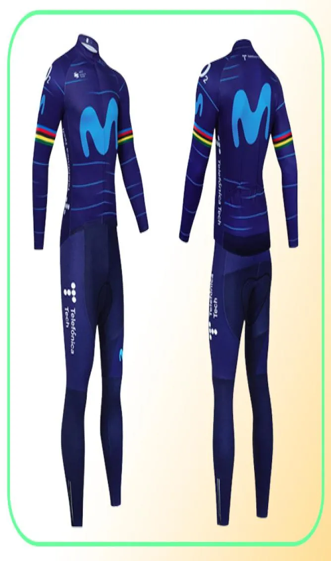 2023 MOVISTAR Winter Cycling Jersey Pants Suit Mtb Maillot termiczna polarowa kurtka rowerowa sportowa dół