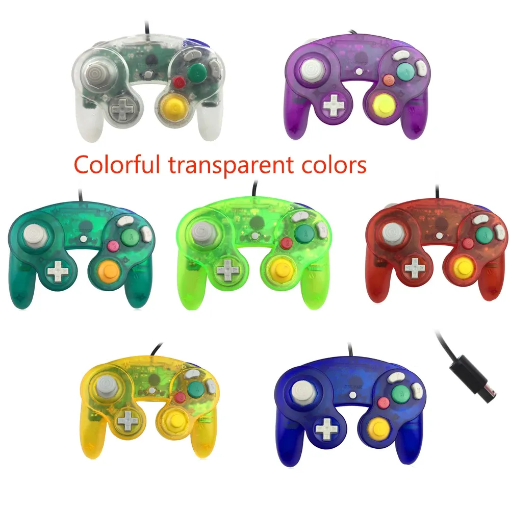 GamePads Transparent Colour Wired Gamepad kontroler Joypad z pojedynczym punktem na gameCube PC na joystick NGC