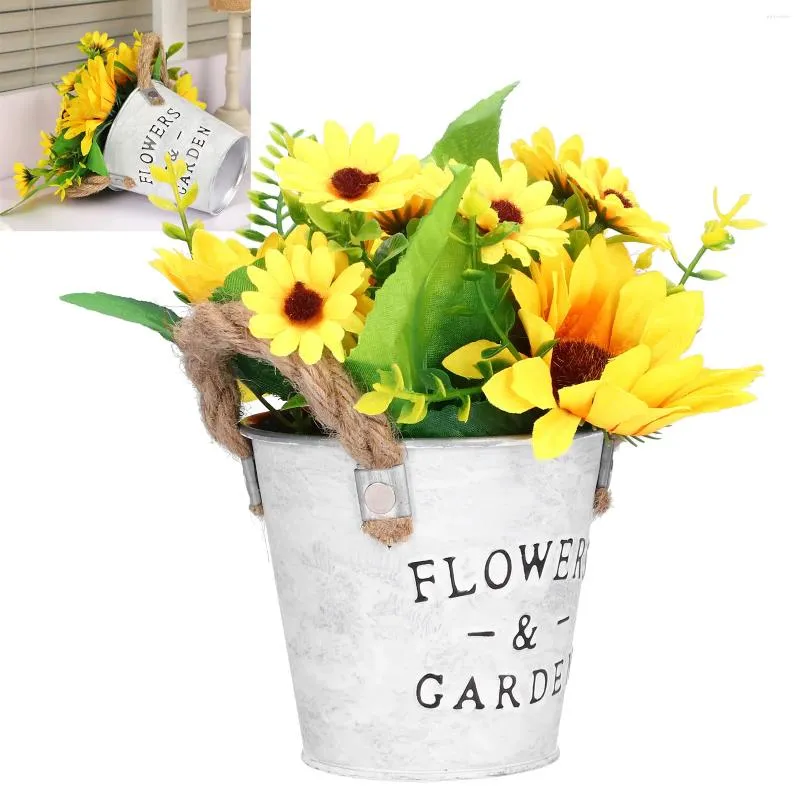 Decorative Flowers Simulation Sunflower Potted Plant High Dining Table Bonsai Fake Flower Yellow For Home Decoration