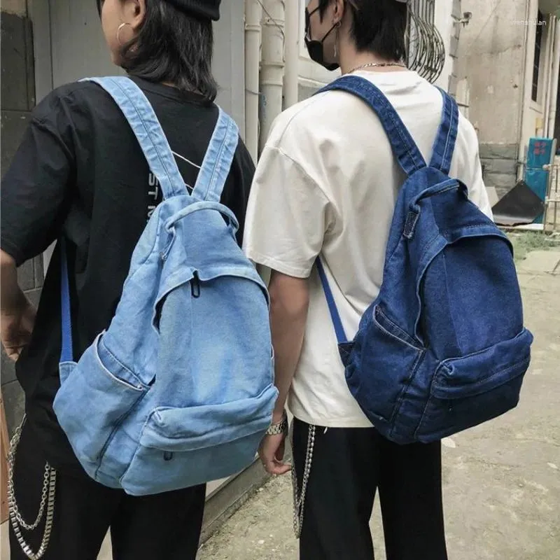 Sac à dos vintage des étudiants collégiaux en toile denim Sac à bandoulière des adolescents légers sacs d'école mascules