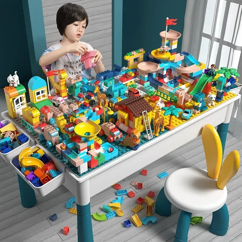 DHgate.com:ToylinX Wooden Activity Table with Blocks, Chairs Set for ...