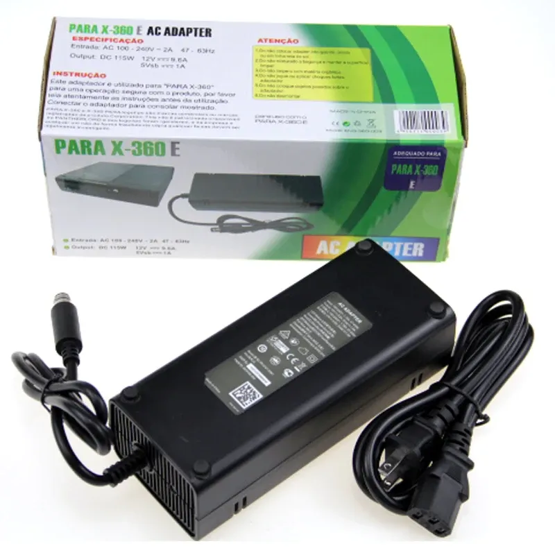 Levererar USA/EU -plugg Hemvägg Strömförsörjning AC -laddare Adapter Kabelkabel för Microsoft Xbox 360 E 360E Console Host Charging Adapter