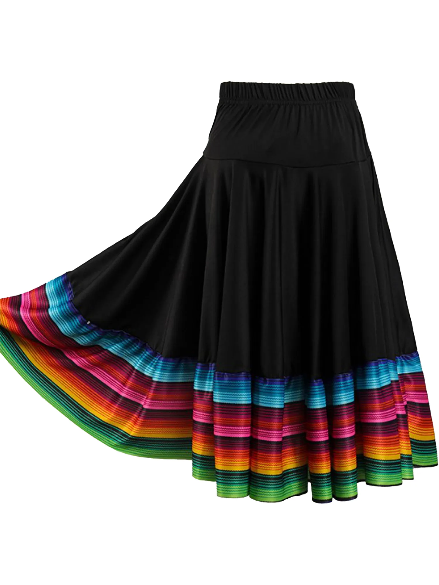 Jupe Espagnole Flamenco – Polyester, Volants, Taille élastique 60-100 Cm, Pour Danse Et Spectacle
