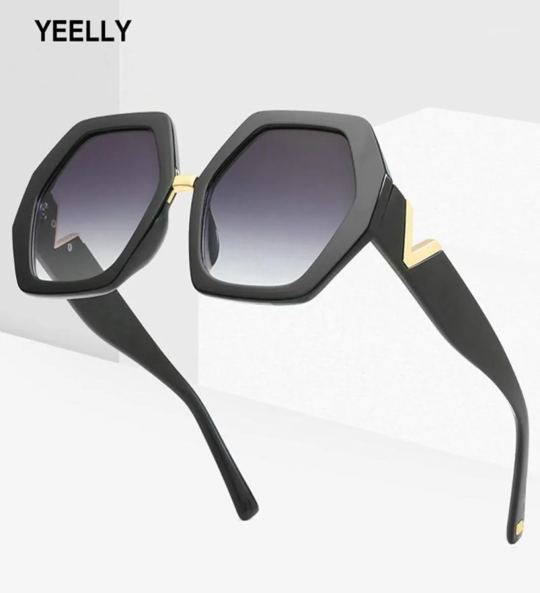 New Rombus Fashion Ladies Sunglasses Personality V Письмовые бокалы PC Lens Ensiglare Eyeglass 1669 Big Frame Outdoor14629845