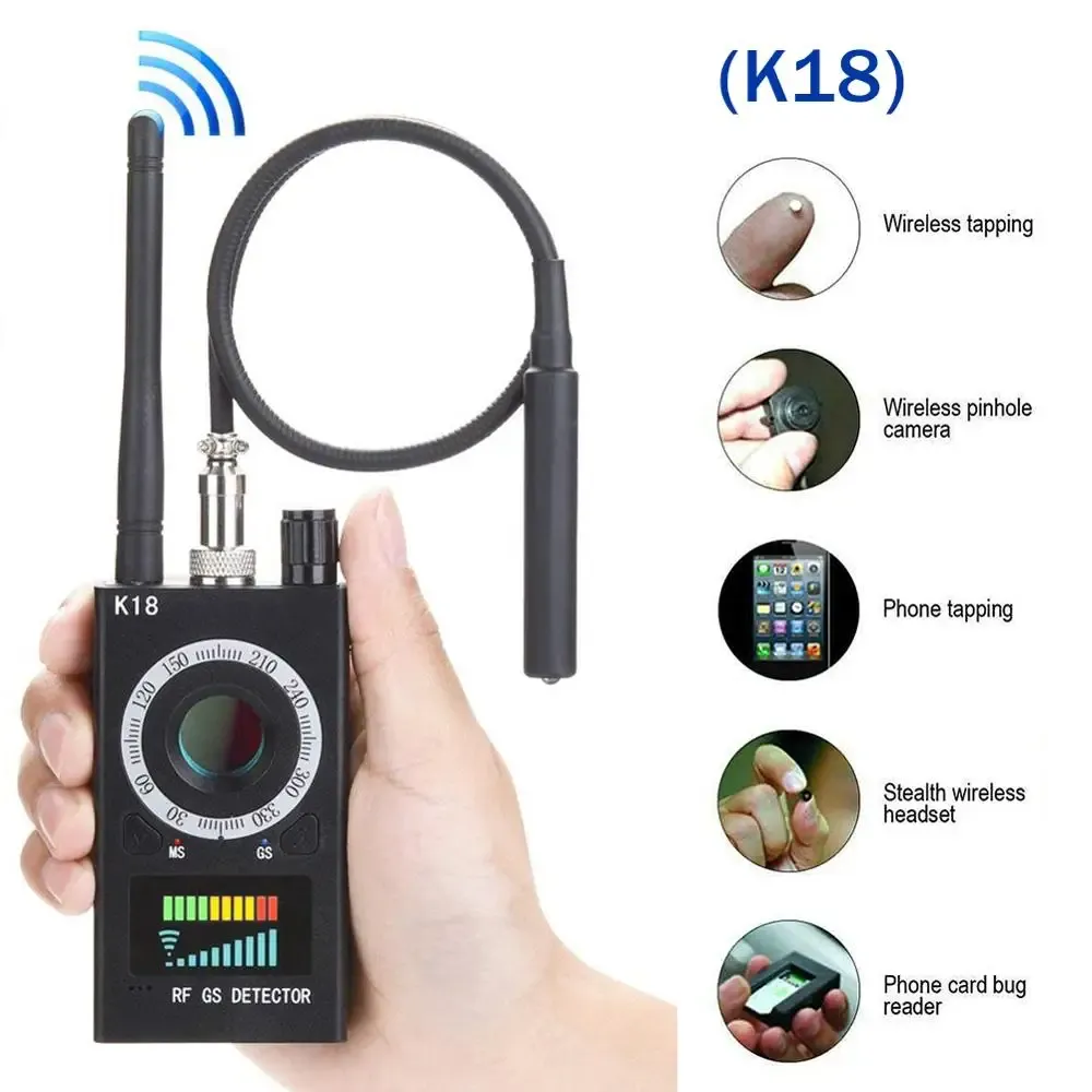 Detector K18 1MHz6.5GHz Multifunction Anti -Detector Câmera GSM Audio Bug Finder GPS Signal Lens RF Tracker Detect Finder Radio Scanner