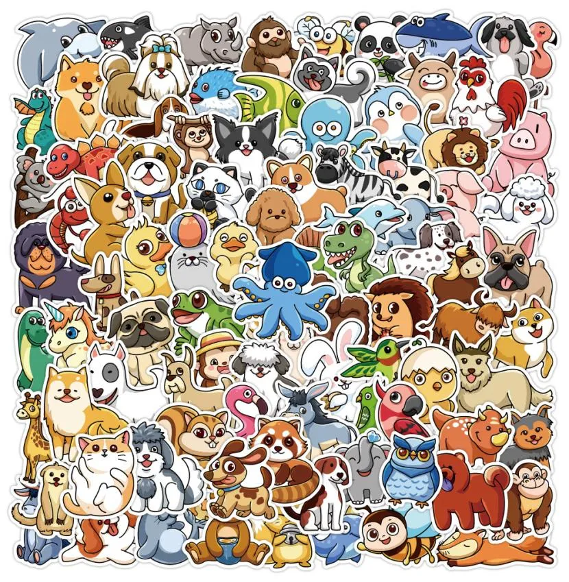 100pcslot Kawaii Animal Stickers Cute Cartoon Decals Toys Bagage Laptop SCRACKBOEK TELEFOON Fiets Diy Sticker Kids Gift6691520