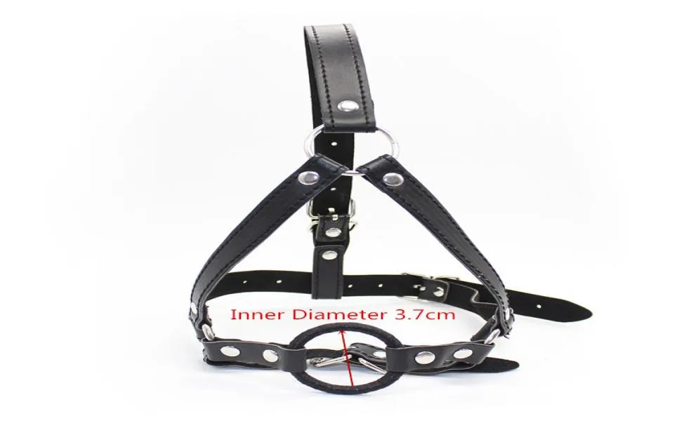 Bdsm bondage sex leksaker sm slave huvud sele gag läder öppen mun o ring apertural plug oral för par vuxna spel sexuell prod1047392