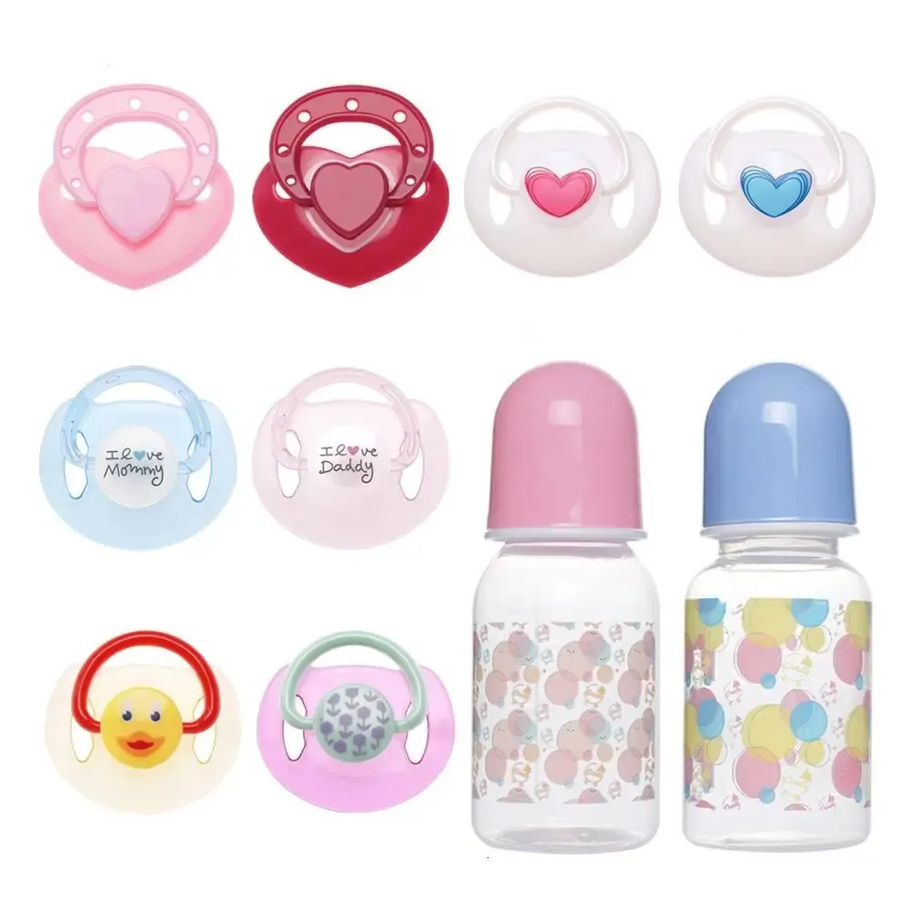 Cute Baby Doll Magnet Pacifier Simulation Nursing Bottle Dummy Pacifie Reborn Dolls Supplies Nipples DIY Kids Toy 240409