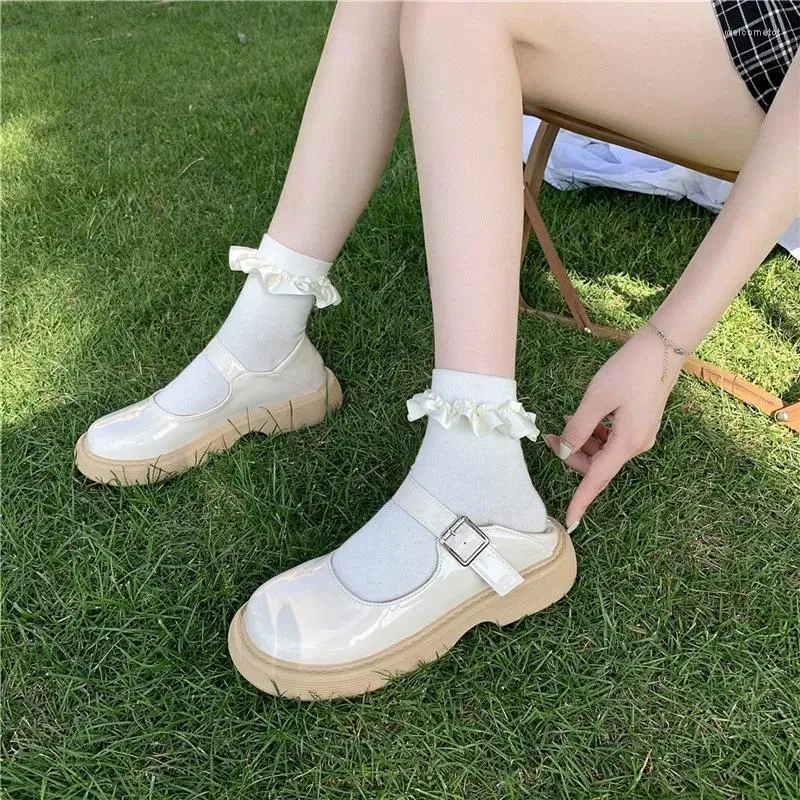 Sukienka buty środkowy 4 cm Summer Loli Mary Jane Japońsko JK mundur dziewczyna okrągła głowa solidny kolor kobiety Kobieta Kurek vintage anime