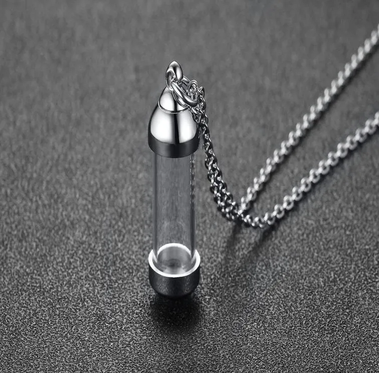 Coupages de la Saint-Valentin de qualité supérieure Collier en acier inoxydable avec des pendentifs de bouteille de parfum ouverts Perfume Bouteille Beton3820879