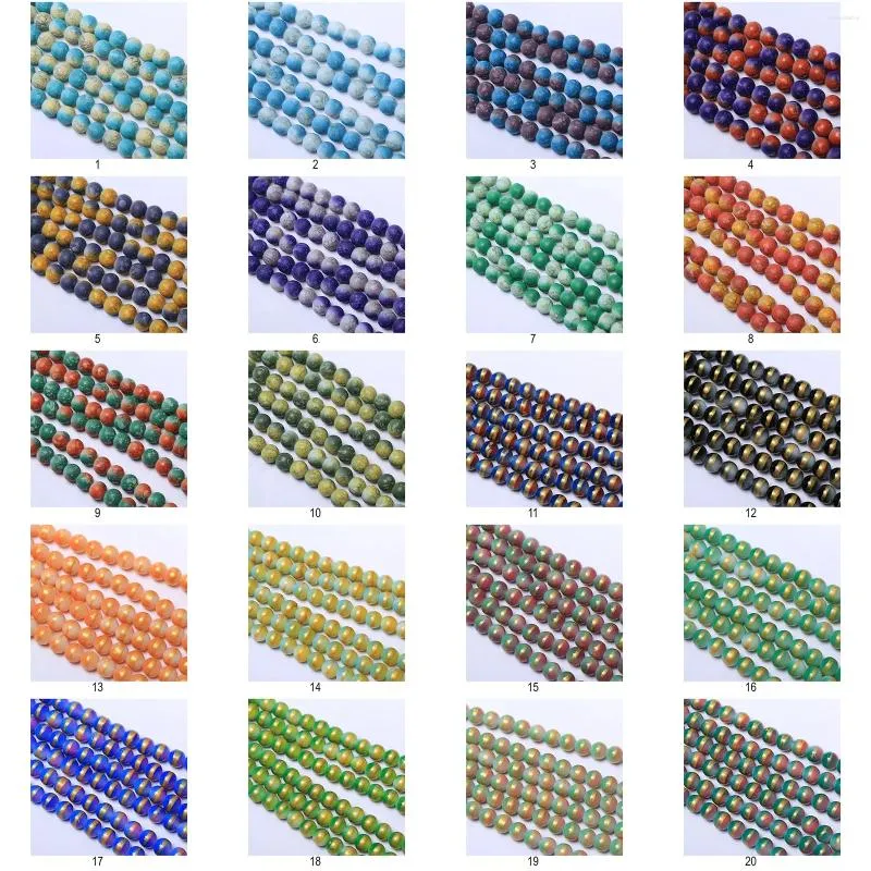 Loose Gemstones 240pcs 10mm Glass Beads Imitating Ceramics For DIY Bracelet Bangle Making 20 Sorts Of Colors Could To Choose