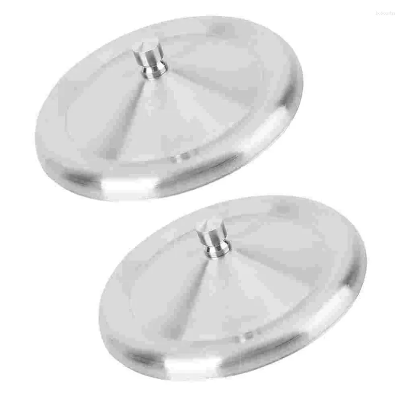 Canecas 2 PCs Aço inoxidável Tampa redonda de aço redonda Copo de caneca Cerâmica Travel Capé