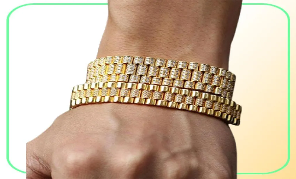 Andra armband Vinregem Hip Hop Rock 925 Sterling Silver 1216mm Created Moissanite Gemstone Luxury Men Chain Fine Jewelry Wholes8135769