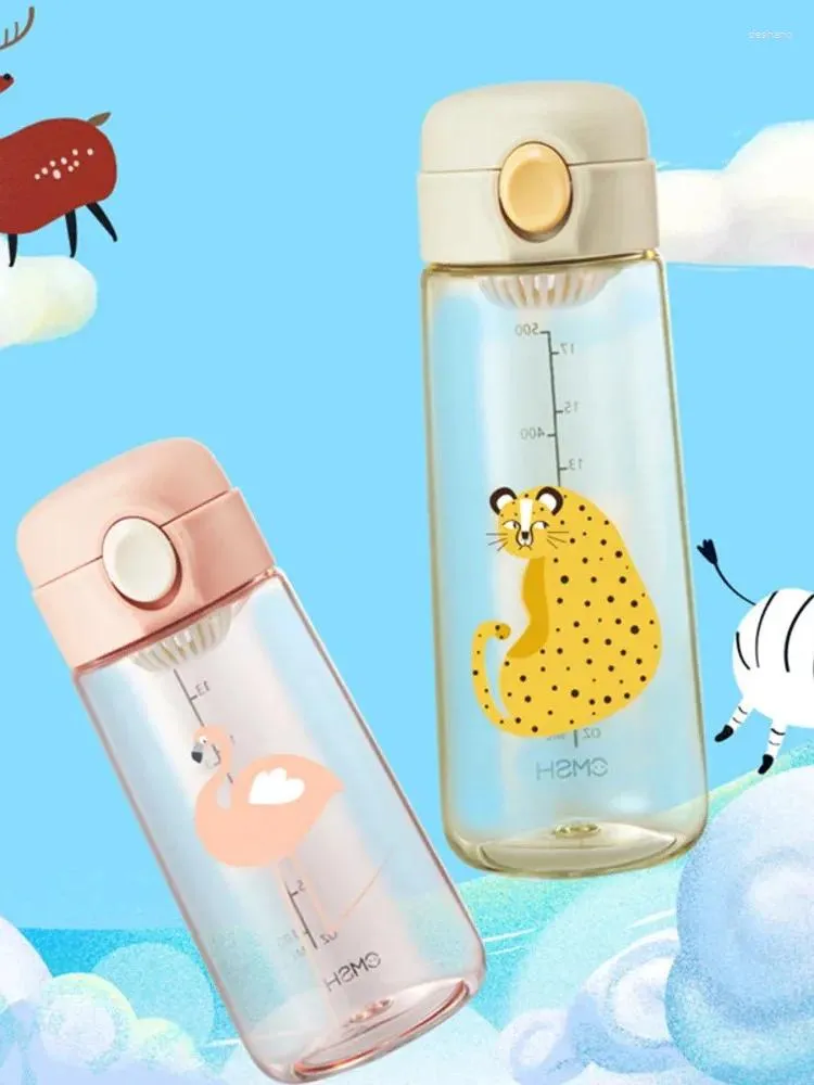 Autres fournitures d'oiseaux Carton de tasse en plastique portable eau coréenne eau fraîche et mignon bouteille de sport fille minimaliste fille coeur thé