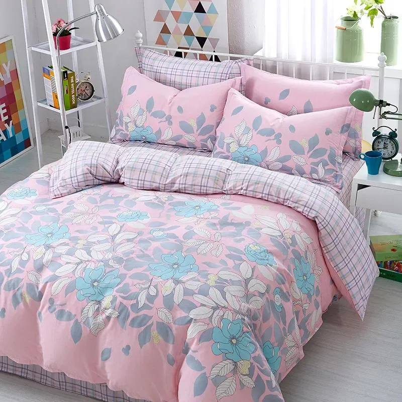 Bedding Sets Four Piece Bed Set Quilt Cover Pillow Case Sheet Cotton Student Dormitory 1.5m/1.8m/2.0m Printed