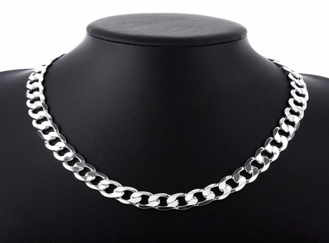 12 mm Curb Chain Necklace for Men Silver 925 Necklaces Chain Choker Man Fashion Male Jewelry Wide Collar Torque Colar2974066