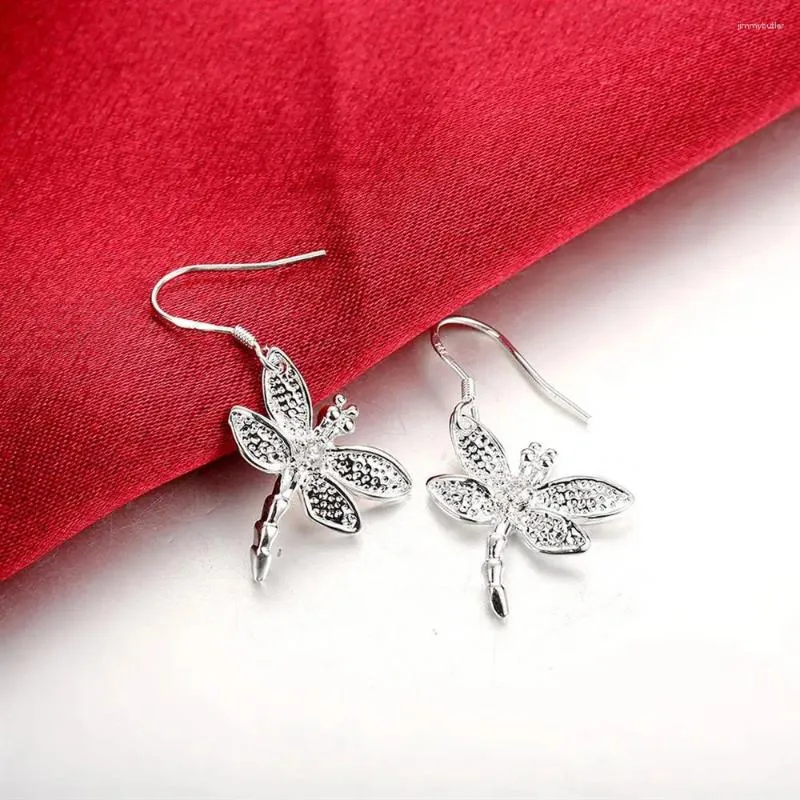 Kolczyki Dangle Fashion Biżuteria 925 Sterling Silver for Woman Crystal Dragonfly Friend Prezent
