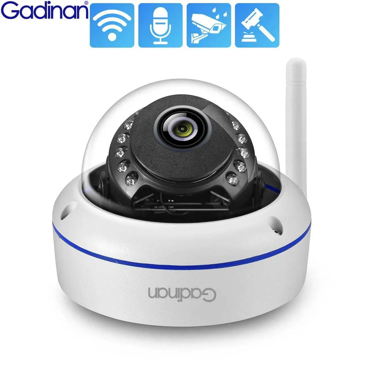 Kamery IP Gadinan 5MP Security Camera IP Audio Wi-Fi 2,8 mm Dome Metal 3MP Wireless Outdoor Surveillance CCTV Wbudowany SD TF Glotka karta ICSEE 240413