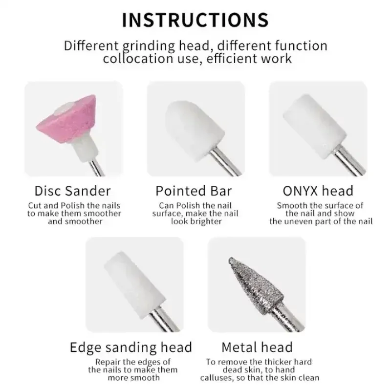 5 In 1 MINI Electric Nail Drill Kit Manicure Pedicure Grinding Polishing Nail Art Sanding File Pen Tools Machine