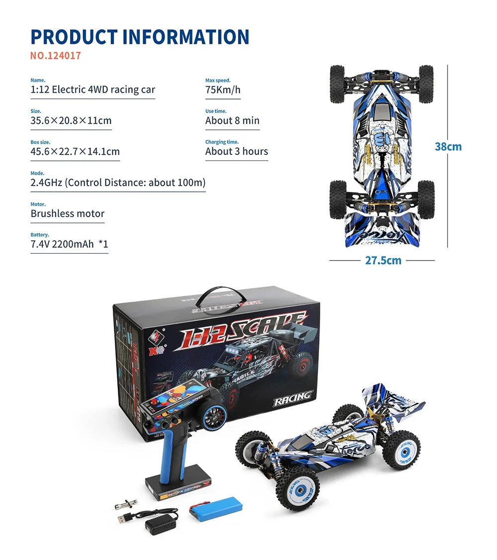 DHgate.com:WLtoys 124017-V8 1/12 RC Racing Car: 4WD 2.4G