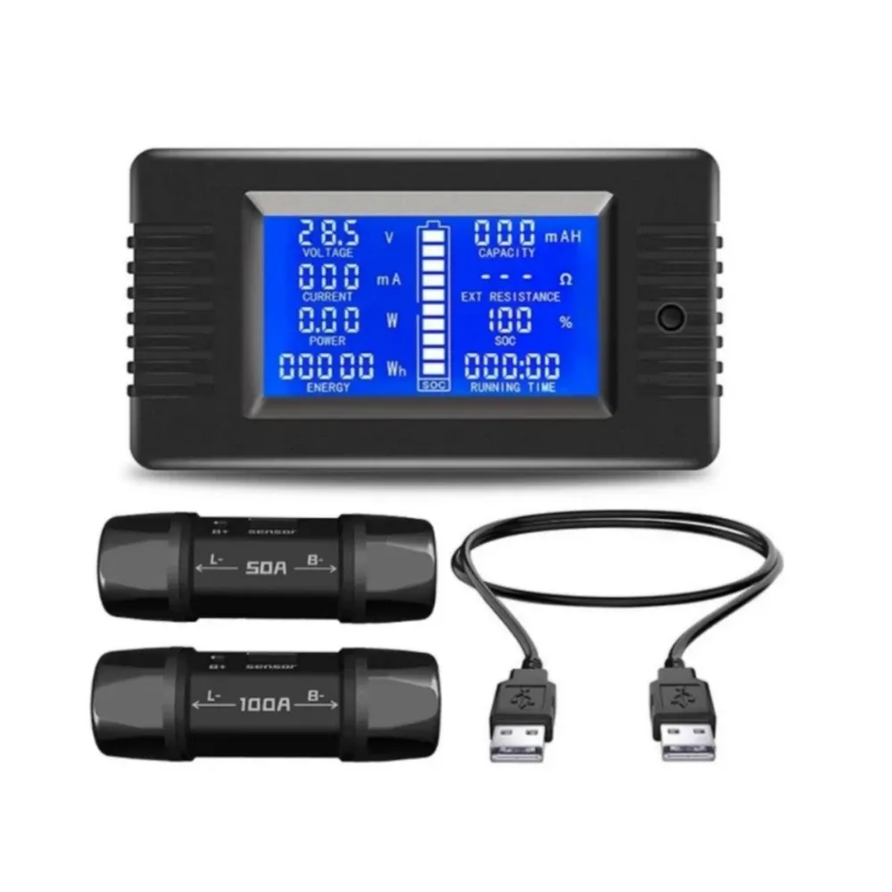 Digital Multimeter with LCD Display: 9-in-1 DC 0-200V 50A 100A PZEM-015 for Battery Monitoring, Power & Energy Measurement Digital Multimeter with LCD Display: 9-in-1 DC 0-200V 50A 100A PZEM-015 for Battery Monitoring, Power & Energy Measurement