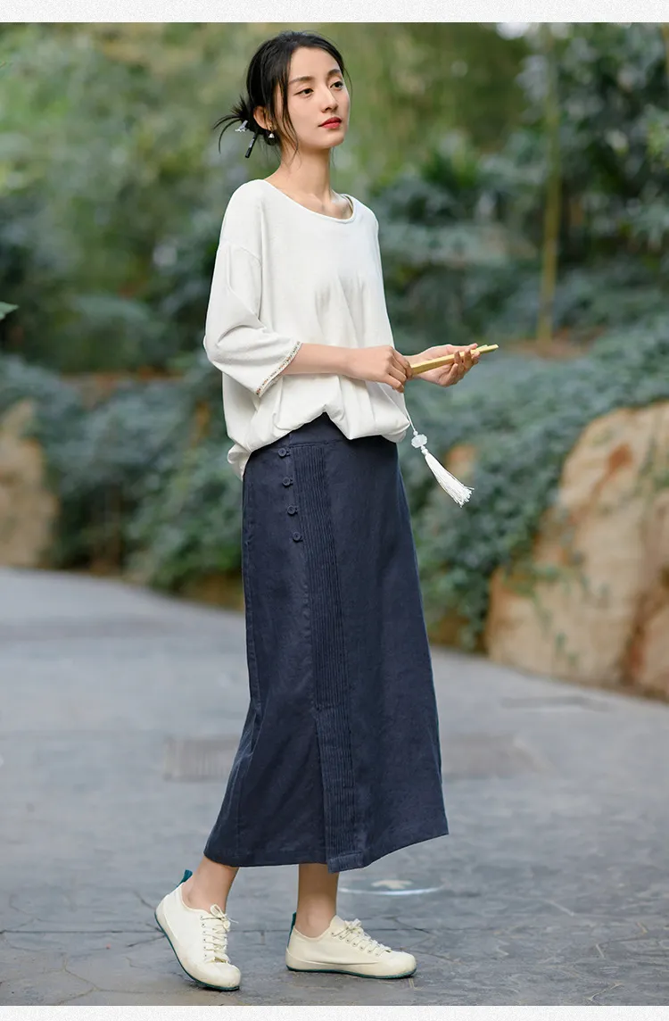 スカート 24SS GOOD GRIEF! CHINO CLOTH SLIT SKIRT Comfortable Plus Size Foldover Maxi Skirt – 24seven Comfort