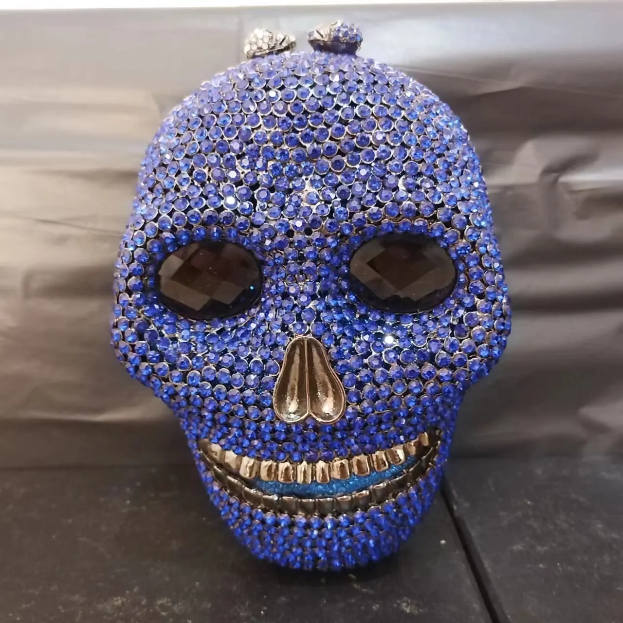 New Blue Skull Crystal clutch bag for women for Women Perfect for Parties Weddings and Bridal Han In Stock Now