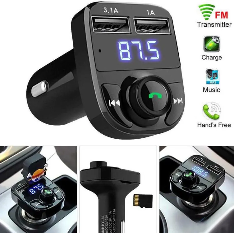 FM50 x8 FM TRANSMERTER AUX MODulator Car Kit Bluetooth Handsfree Car O Receiver MP3 Player avec 3,1A Charge rapide Double voiture USB C avec box3805143