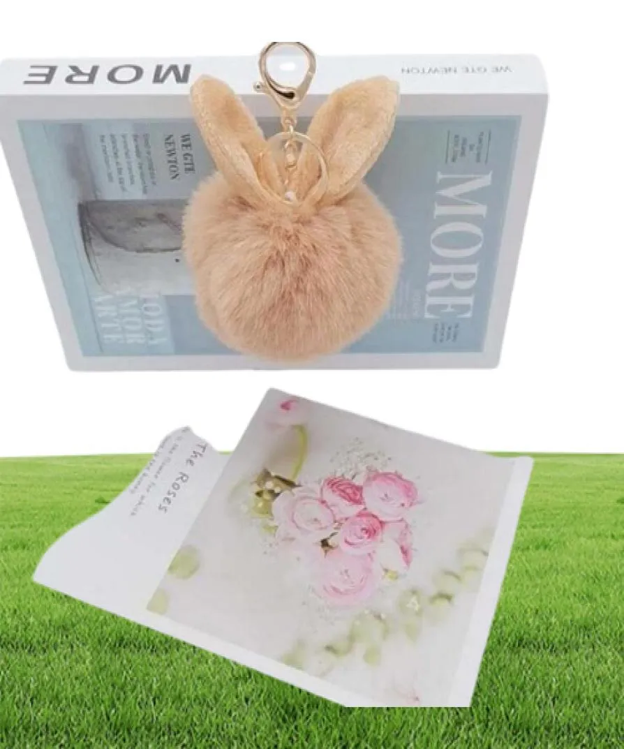 Fox Fur Rabbit Oreilles en peluche artificiel sac de porte-clés de porte clés PENDANT Rings80339539342375