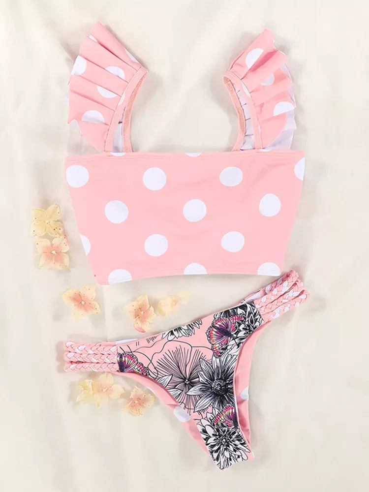 RちゃんRiu Peach polka dots swimwear ビキニ