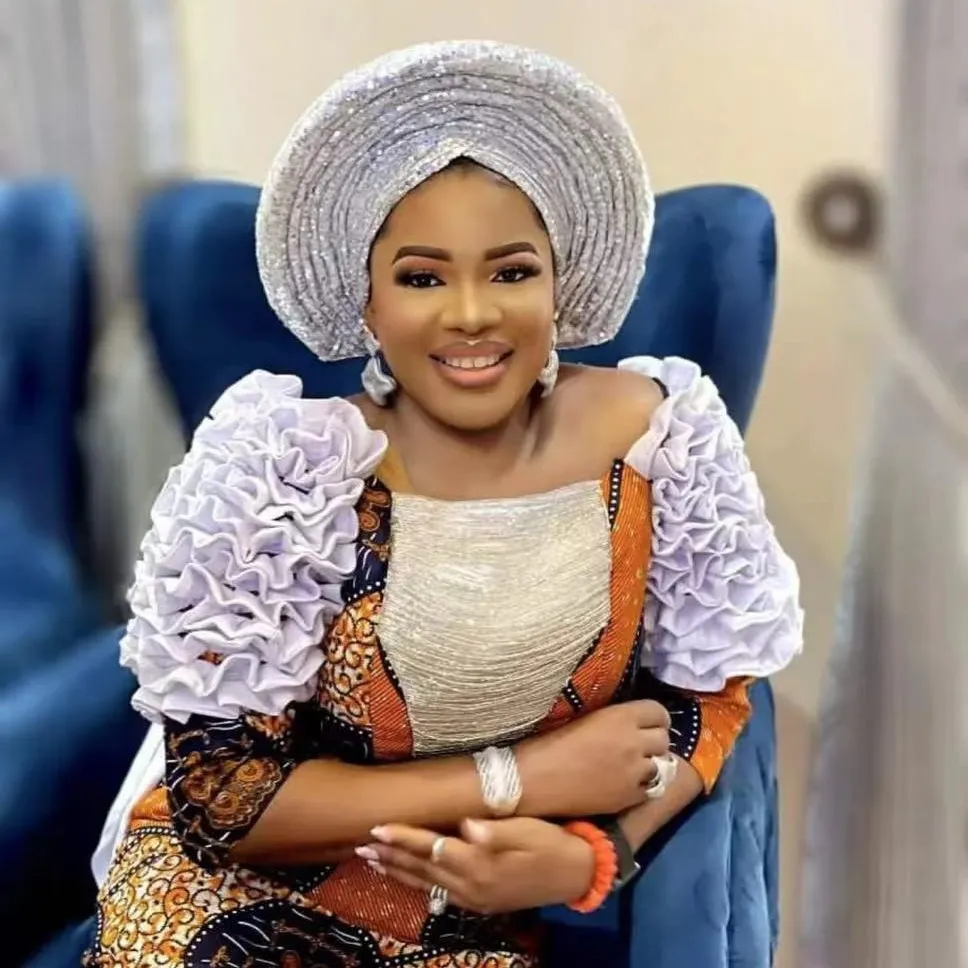 Ready to Wear Auto Gele Hat Damask African Headtie Ready To Wear Head Wrap Turban Auto  main image 3