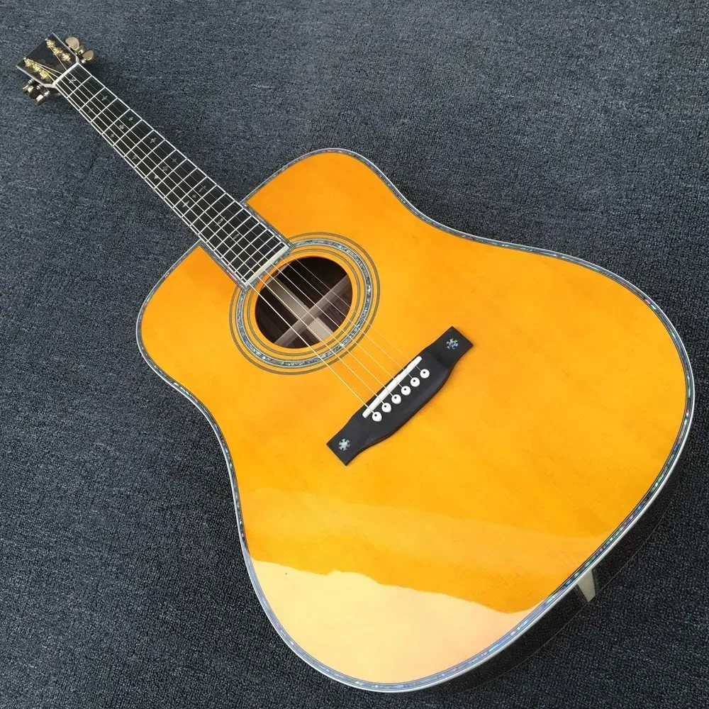 Kabels 41 "Abalone top akoestische gitaar Blond Spruce Top Acoustic Electric Guitar Classic D Type 42 Model Akoestische gitaar Gratis verzending