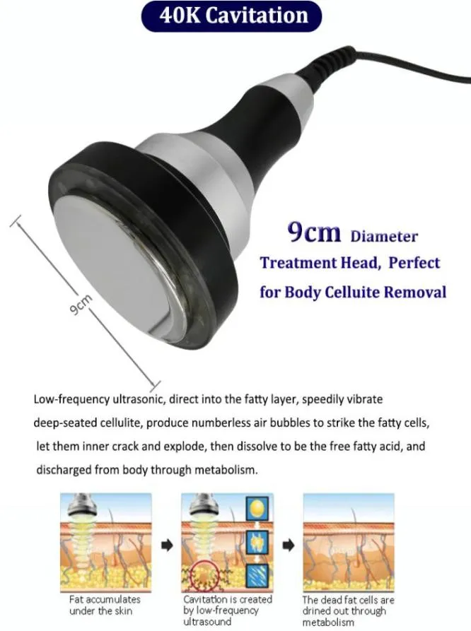 40kHz 80kHz超音波キャビテーションハンドルボディ輪郭脂肪減少Lipo超音波キャビテーションハンドピース真空RFハンドル8802790
