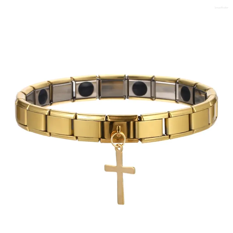 Bracelets de charme minamama aço inoxidável transversal pulseira de turmalina para mulheres jóias religiosas de saúde energética de germânio