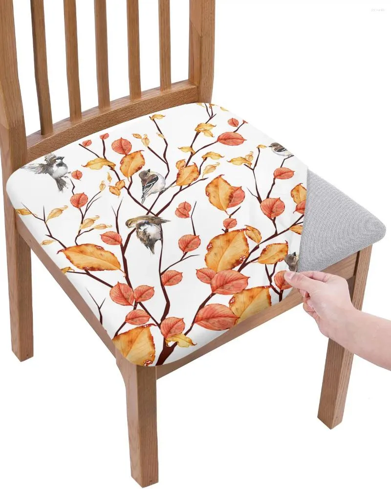 Stol täcker Autumn Branch Bird Watercolor Seat Cushion Stretch Dining Cover Slipcovers för Home El Banquet vardagsrum