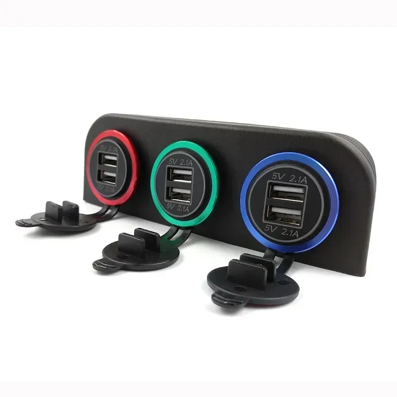Auto USB Socket Zeltbasis mit USB-Voltmeter und Zigarette leichtere Power-Socket-Abdeckungsbasis für LKW-Motorradboot-ATV mit 1/2/3 Löchern