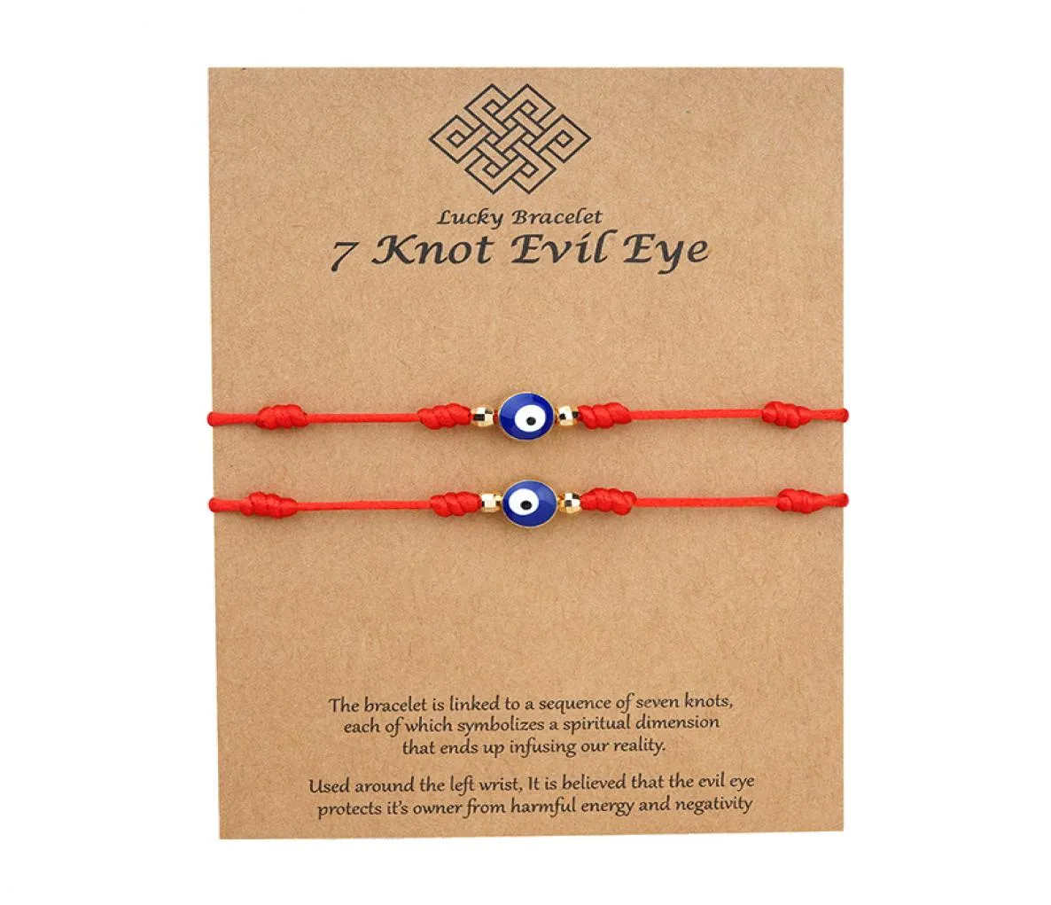 7 узлов Blue Evil Eye Bracelet Baper Card Bracelet Регулируемые счастливые красные струны браслеты пара ювелирных украшений браслет дружбы 2PSCS1296045