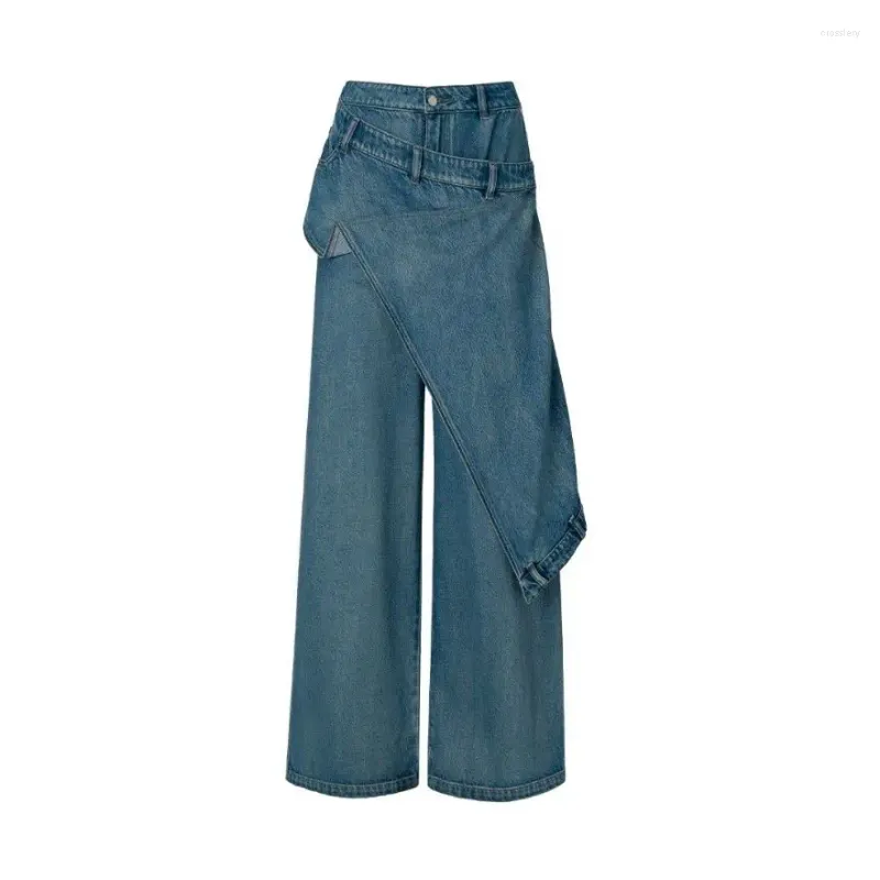 Pieni di jeans femminile per jeans da donna Draped Denim Female 2024 Designer Spring High e sottile SWRITTA LAVATA DI LA LAVERA DELLA GUARDA