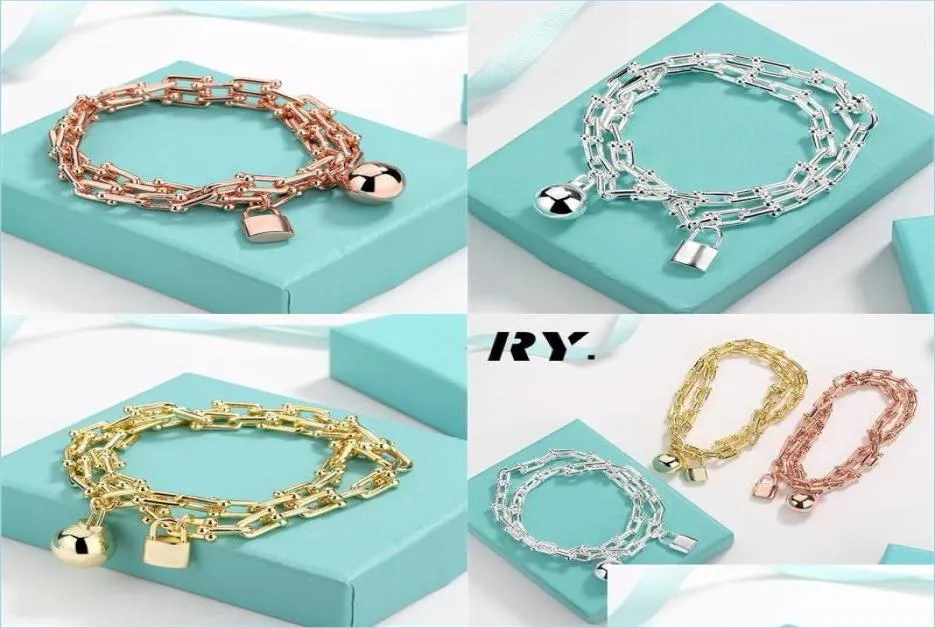 Charm Bracelets Charm Bracelets Love Ball Lock Double Bracelet Fine Jewelry For Women Gold Sier Pseiras Famous Drop Delivery 2022 6531389