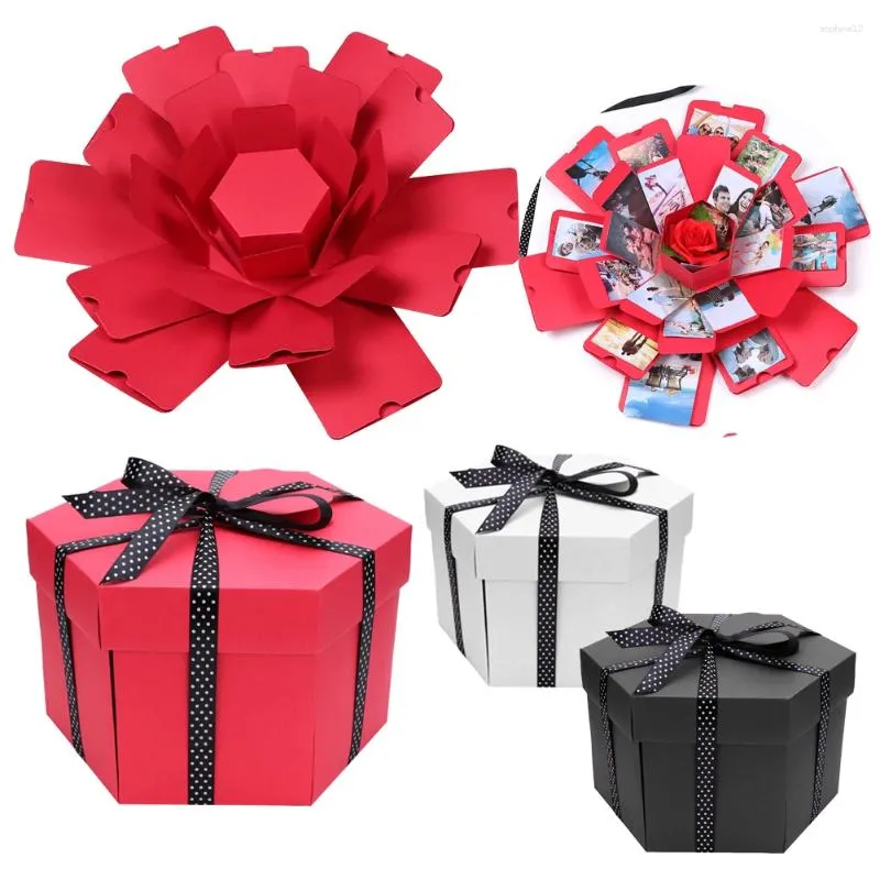 Enveloppe de cadeau Explosion créative DIY PO BOX HEXAGONNEL Bombe de scrapbooking pour les cadeaux de mariage de la Saint-Valentin d'anniversaire