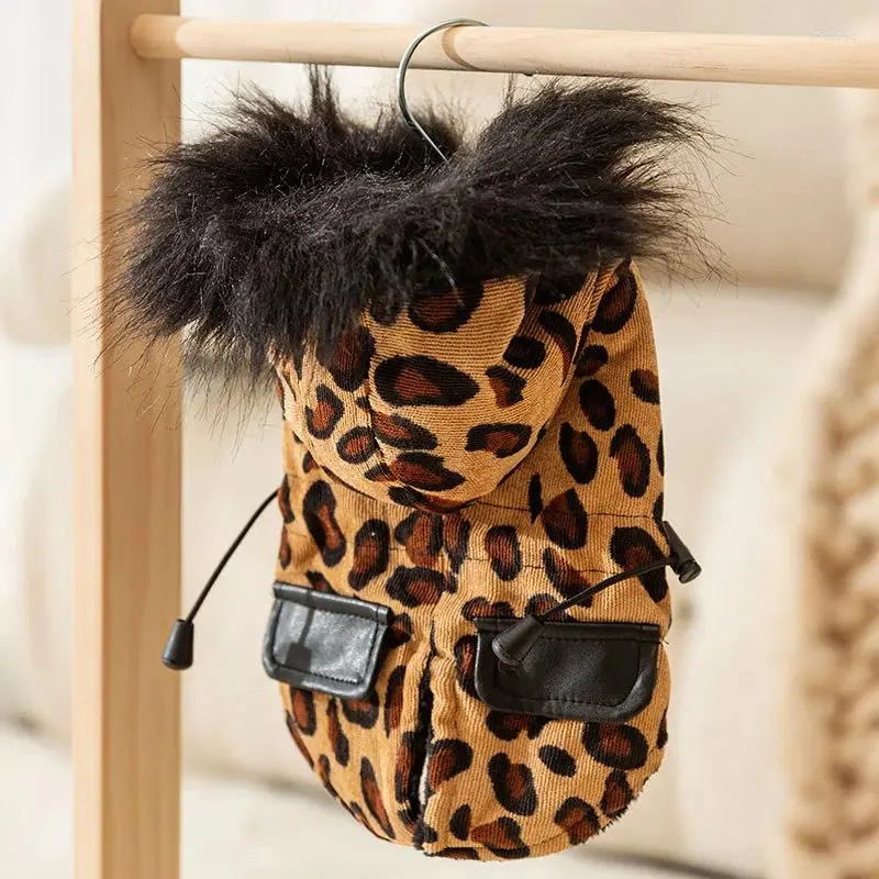 Appareils pour chien mode léopard motif de compagnie manteau automne et chiot d'hiver