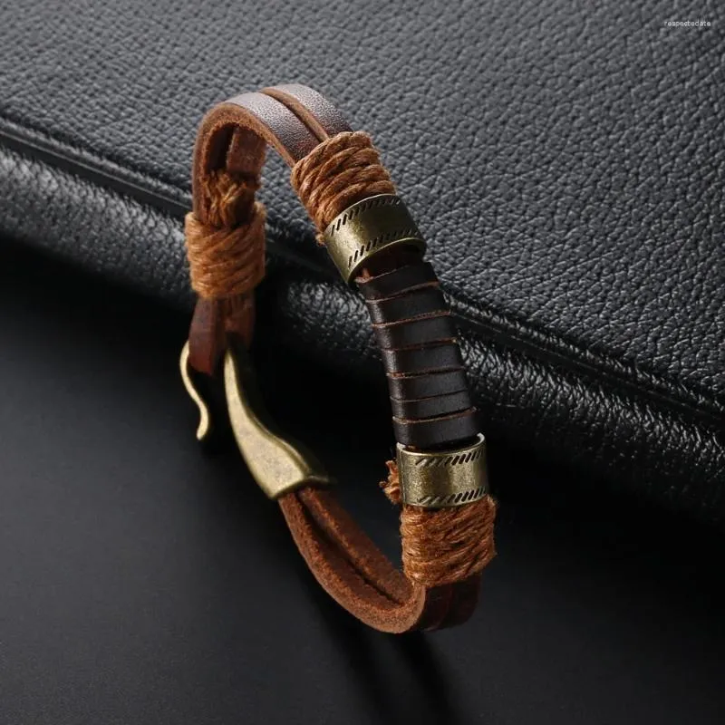 Bracelets de charme 2024 bijoux de mode vintage bracelet en cuir enroulé à main vintage bracelet marron double pour femmes accessoires