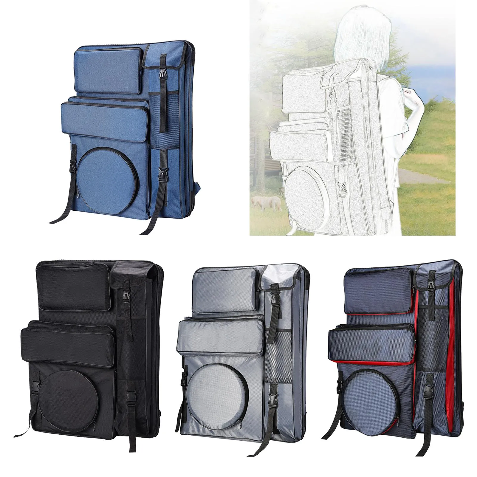Art Portfolio Carry Backpack Bag Waterproof 8K Artist Drawing Board Case With Shoulder Straps & Handle Canvas Art Supplies Storage Bag