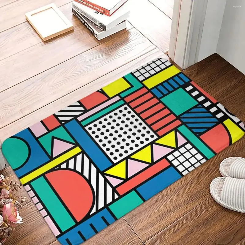 Mattor Anti-Slip Rug Doormat Bath Mat Memphis Color Block Golvmatta Välkommen Dekor